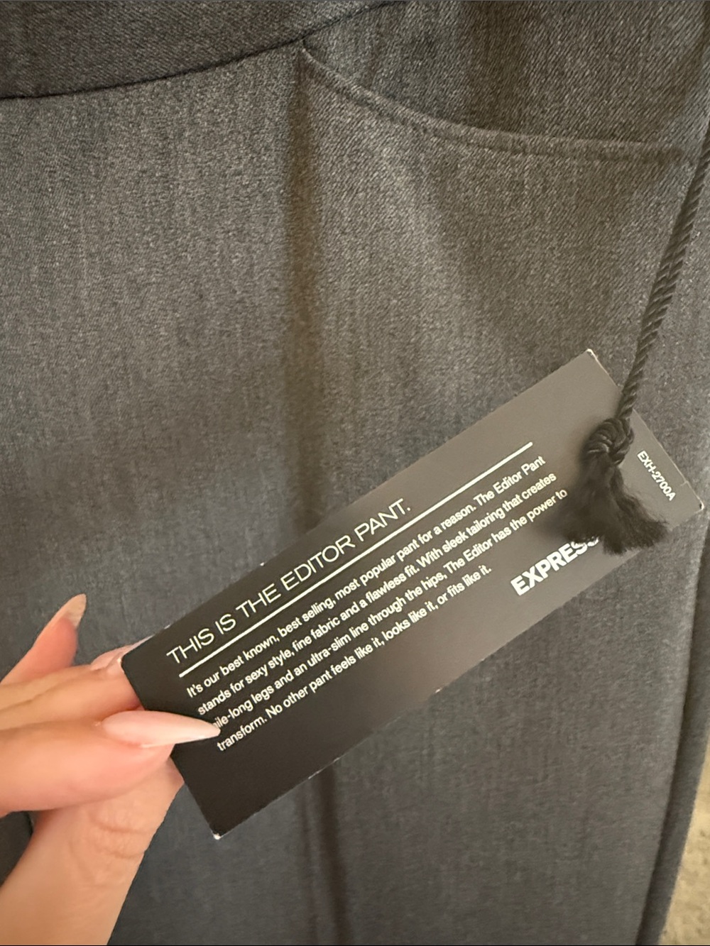 NWT- Express Studio Stretch Editor Charcoal Wide-Leg Ponte Pants - Picture 3 of 8